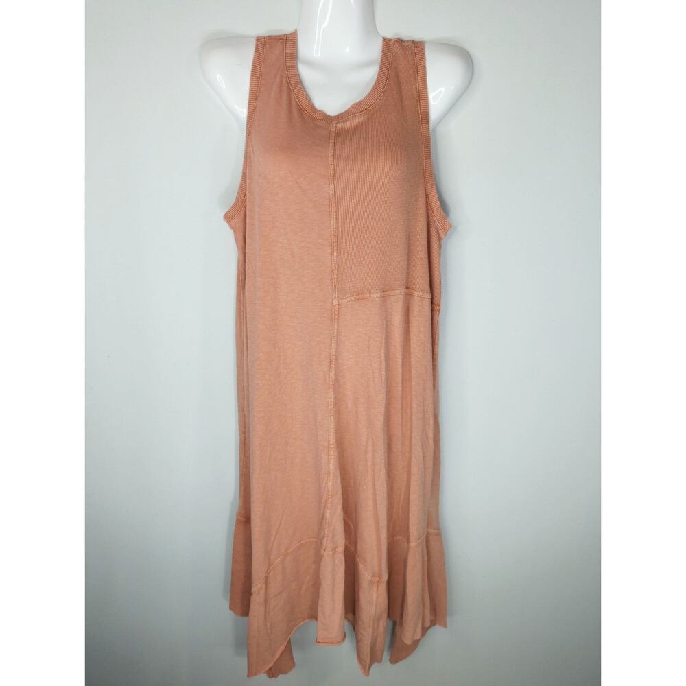 New Directions Women's Shark Bite Hem Shirt Dress Orange Large NWT Coastal Beach
